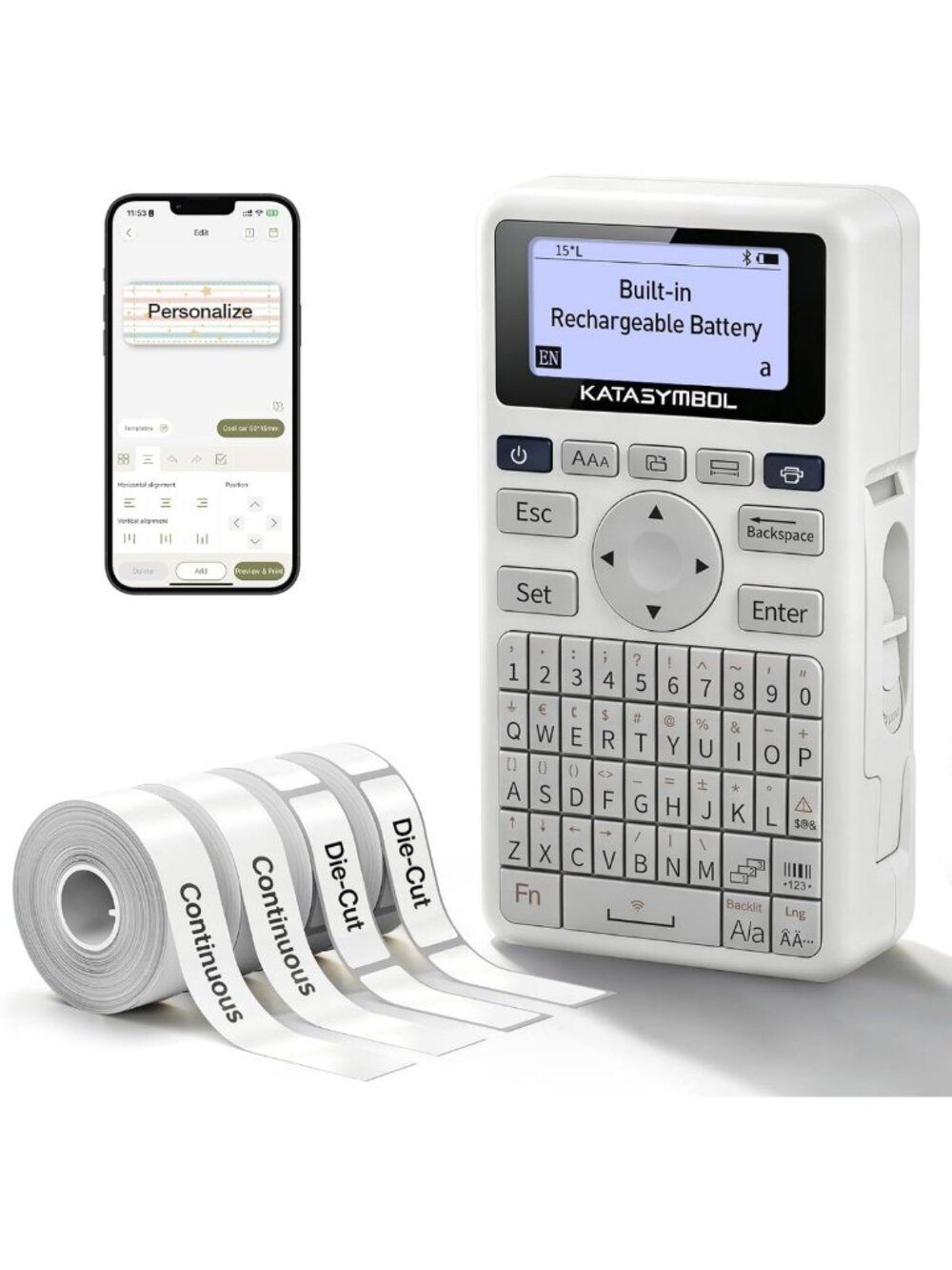 Bluetooth Label Maker & Keyboard Machine with 4 Tapes - DIY Organization Tool
